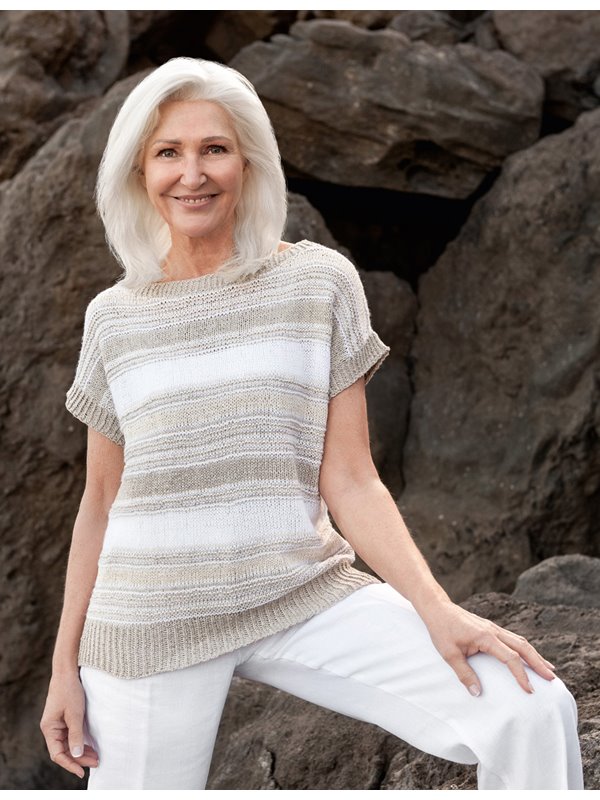 PULLI IM MUSTER- UND STREIFENMIX Ecopuno/Linarte/Solo Lino Melange von Lana Grossa