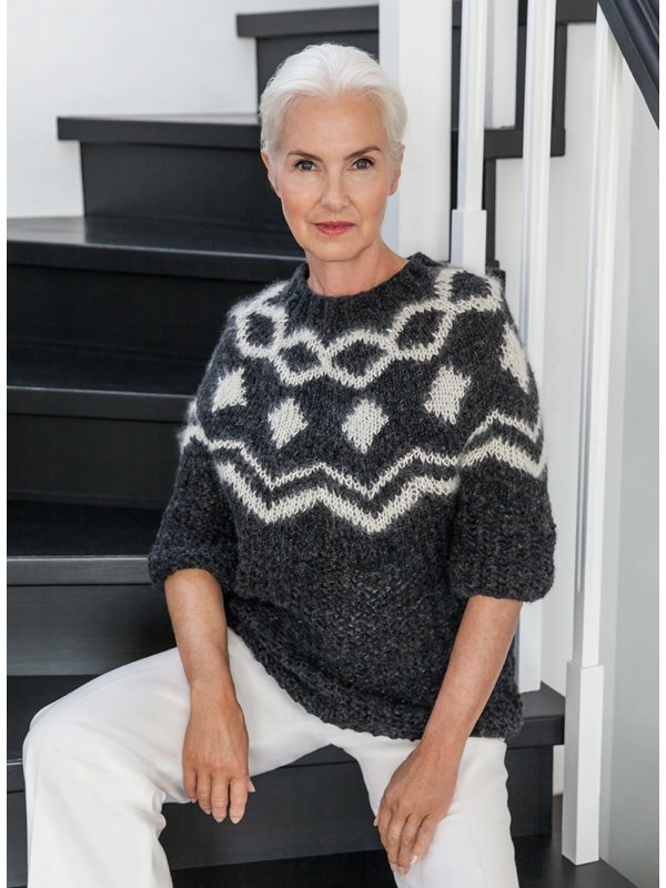 RUNDPASSENPULLI MIT NETZ- UND JACQUARD-MUSTER Cool Air & Silkhair von Lana Grossa