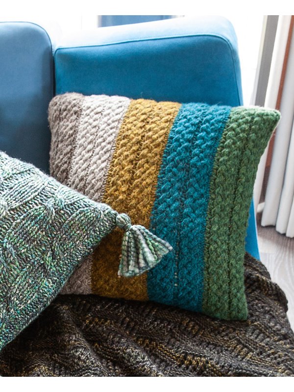 Lana Grossa KISSENHÜLLE IM FLECHT- ZOPFMUSTER Fusione