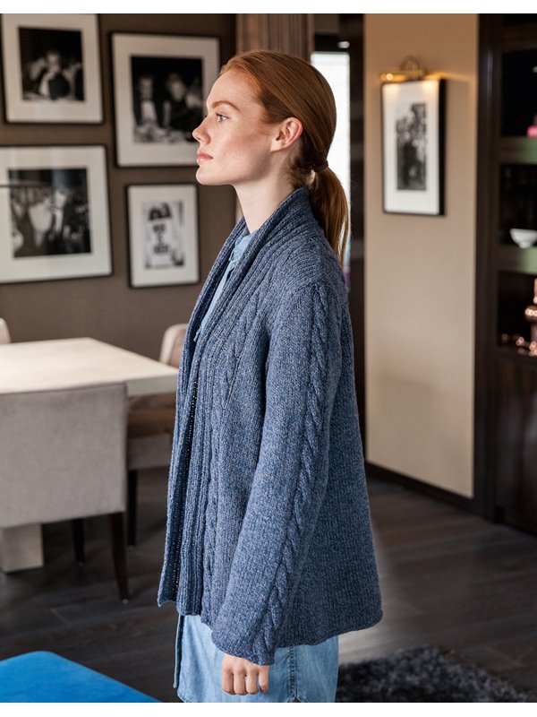 CARDIGAN MIT ZOPFSTREIFEN UND SCHALKRAGEN Mary‘s Tweed von Lana Grossa