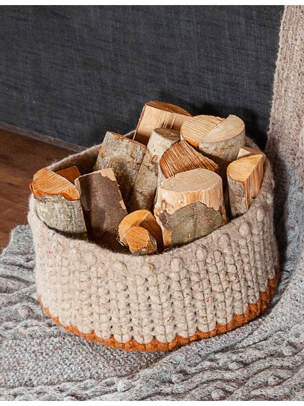 KORB IN HALBEN STÄBCHEN UND ÄHRENMUSTER Feltro Tweed von Lana Grossa