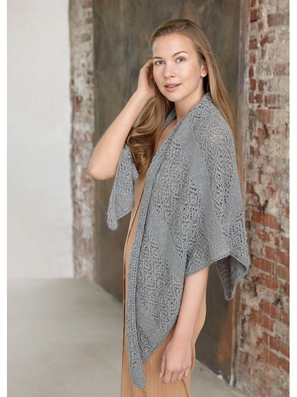 DREIECKSTUCH MIT KRAUS RECHTS UND AJOUR Lace Seta Mulberry von Lana Grossa