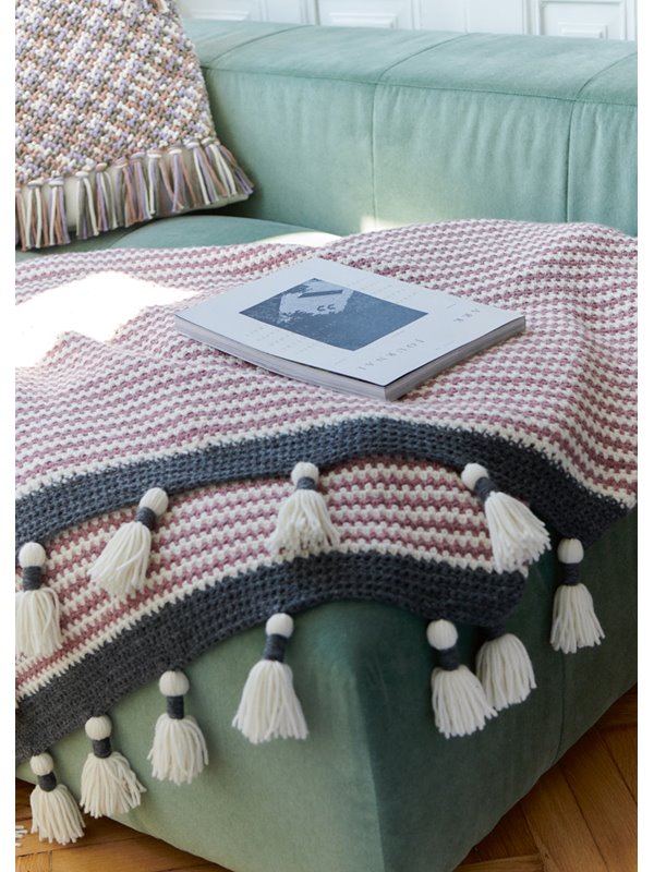 Lana Grossa HÄKELDECKE MIT QUASTEN Alta Moda Alpaca