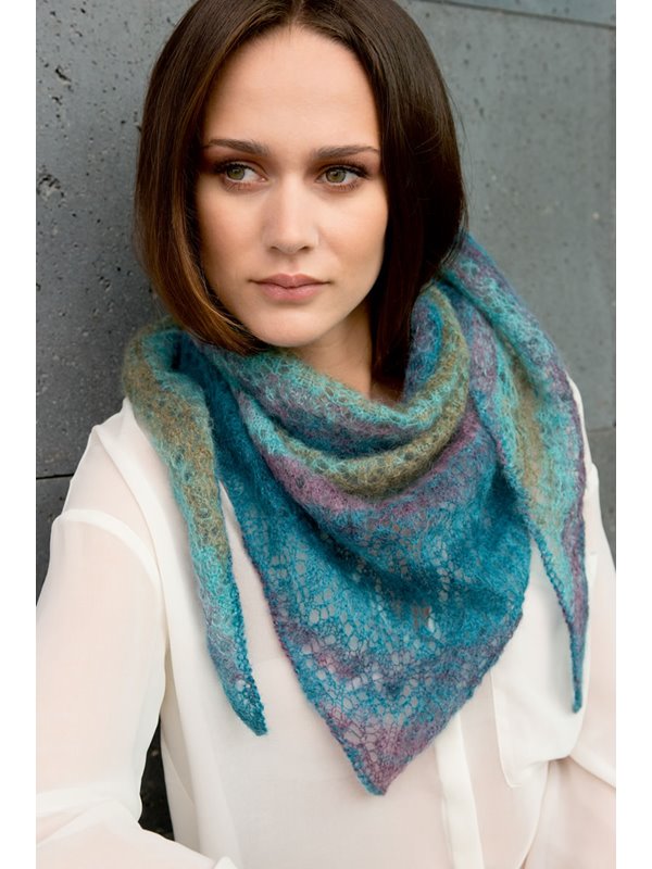 DREIECKSTUCH IM AJOURMUSTER Silkhair print von Lana Grossa