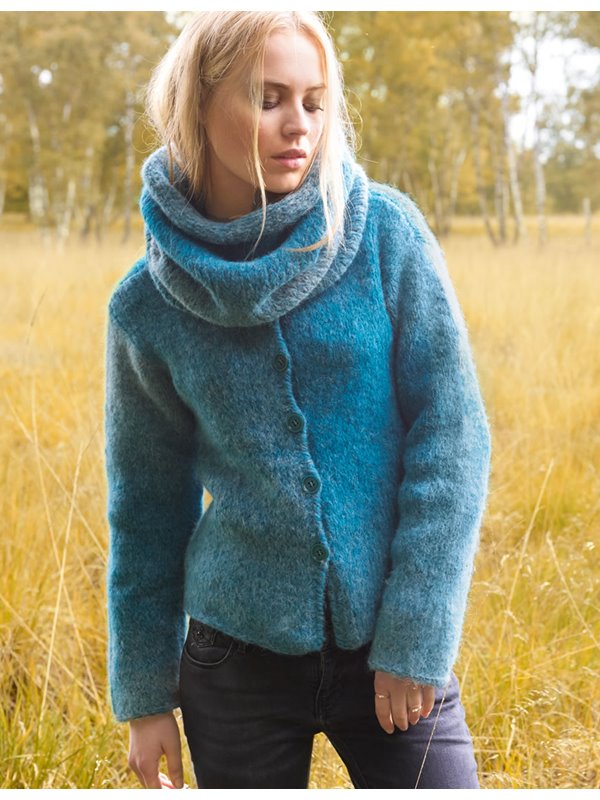 JACKE GLATT RECHTS IN A-LINIE Garzato Fleece Degradé von Lana Grossa