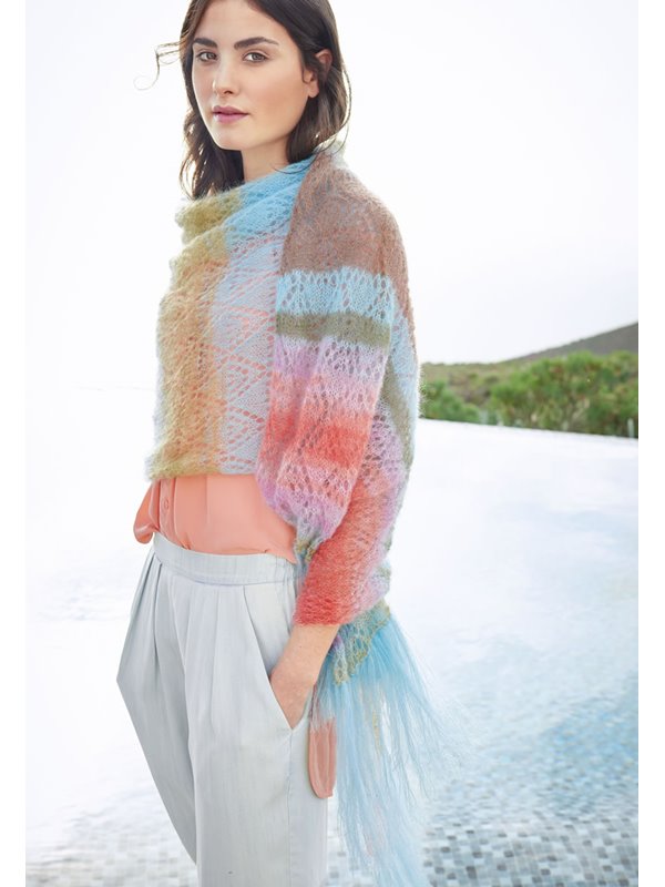 Lana Grossa TUCH IM RAUTENAJOURMUSTER MIT FRANSEN Silkhair Uni/Print