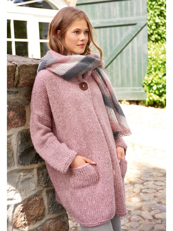 PONCHO-JACKE GLATT RECHTS MIT TASCHEN Cloud von Lana Grossa