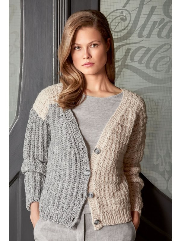 JACKE MIT PATENT- UND STREIFENPATENTMUSTER Softness von Lana Grossa
