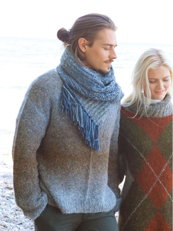 Lana Grossa HERRENPULLI GLATT LINKS MIT BETONTEN MITTELMASCHEN Garzato Fleece Degradé