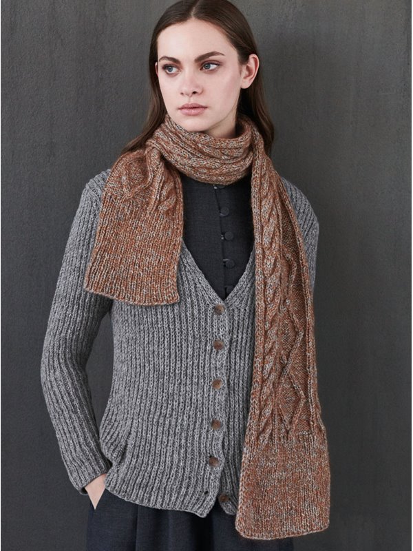 SCHAL MIT ZOPF-RIPPENMUSTER Smokey/Silkhair Lusso von Lana Grossa