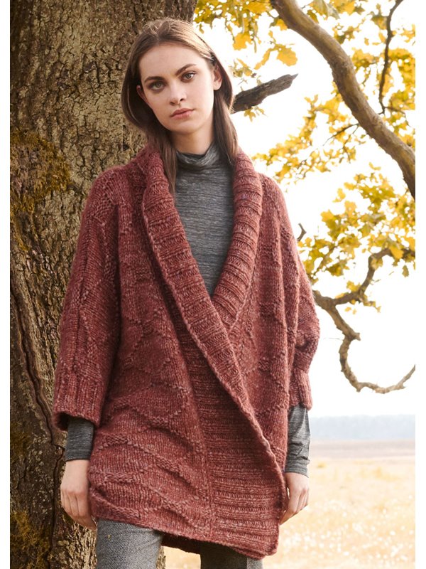 KIMONOJACKE IM STRUKTURMUSTER MIT SCHALKRAGEN Lala Berlin Lovely Fine Tweed von Lana Grossa
