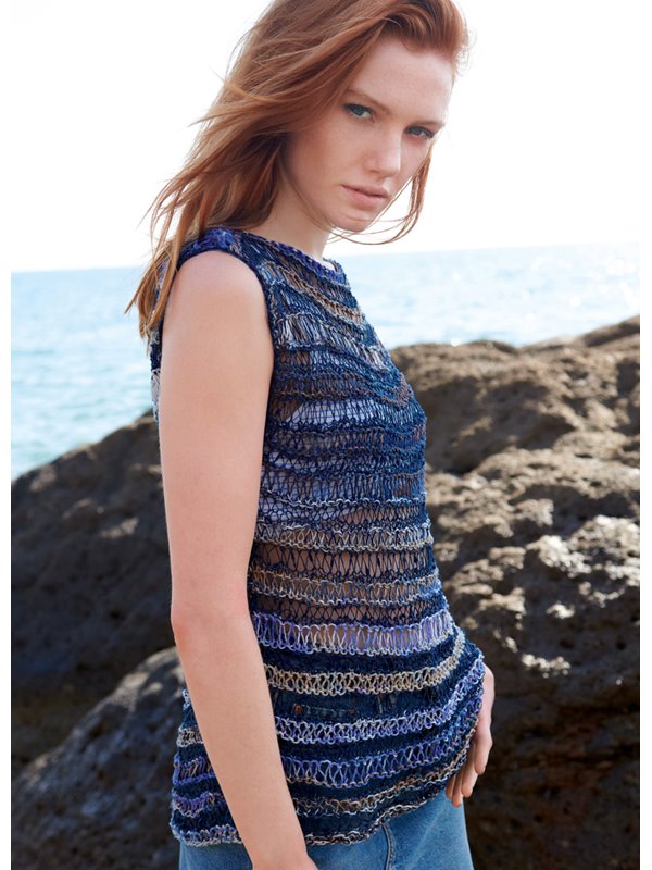 TOP IM FALLMASCHENMUSTER A Mano/Capri von Lana Grossa