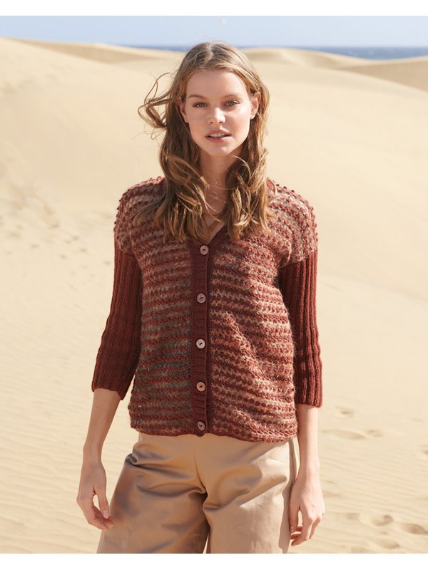 JACKE MIT GEHÄKELTEN VORDERTEILEN UND RÜCKENTEIL Ecopuno/Silkhair Print von Lana Grossa