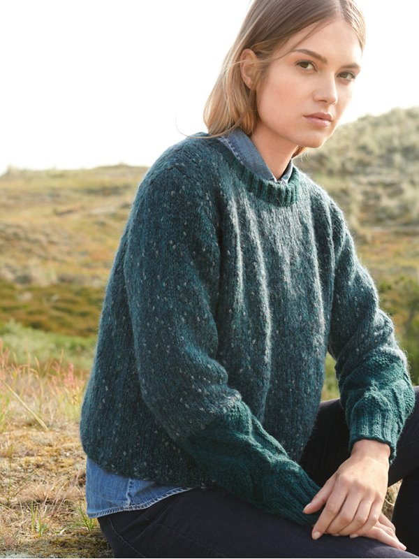 PULLI GLATT RECHTS MIT ARANMUSTER IN DEN ÄRMELN Lala Berlin Fluffy/Alta Moda Alpaca von Lana Grossa