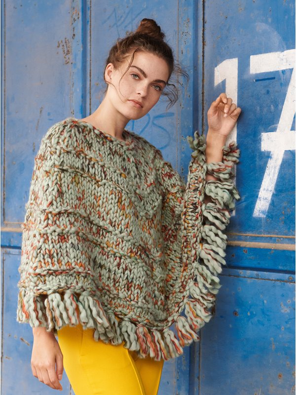 Lana Grossa PONCHO MIT QUERRIPPEN Weekend Color