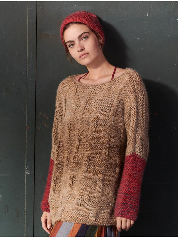 Lana Grossa T-PULLI IM RECHTS-LINKS-STRUKTURMUSTER Benessere/Silkhair Print