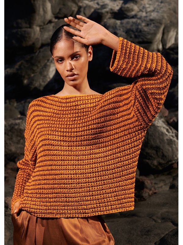 STREIFENPULLI IM RIPPENMUSTER Landlust Sommerseide von Lana Grossa