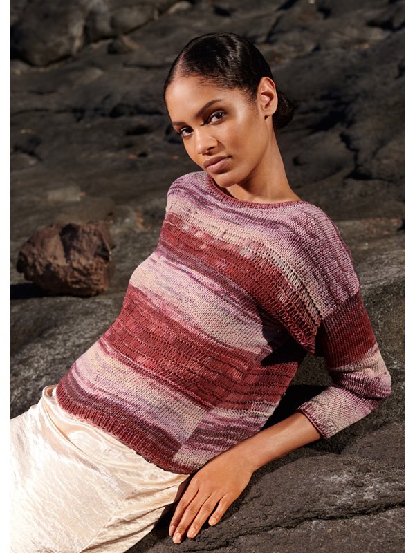 Lana Grossa PULLI GLATT RECHTS MIT FALLMASCHENMUSTER Fresco