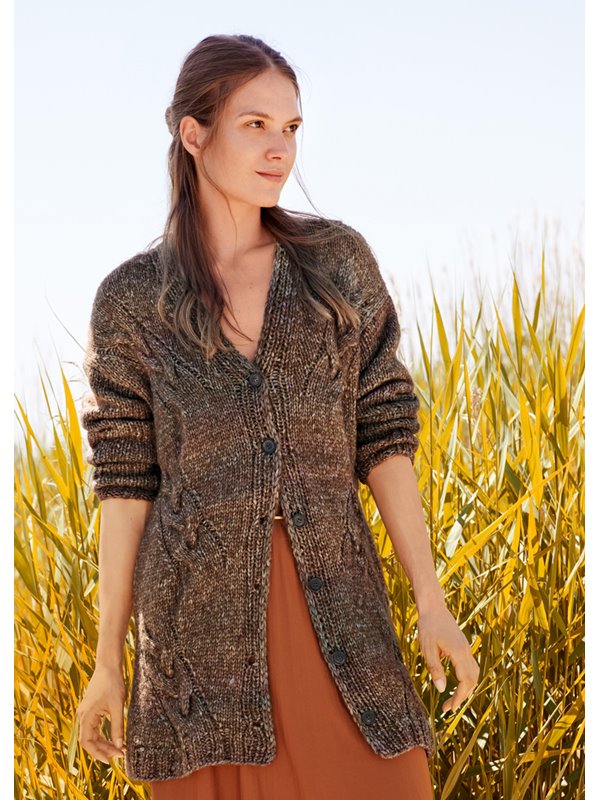 JACKE MIT SCHRÄG VERLAUFENDEN ZÖPFEN Piuma von Lana Grossa