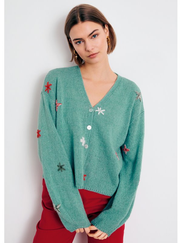 CARDIGAN MIT STICKBLÜTEN Allora von Lana Grossa