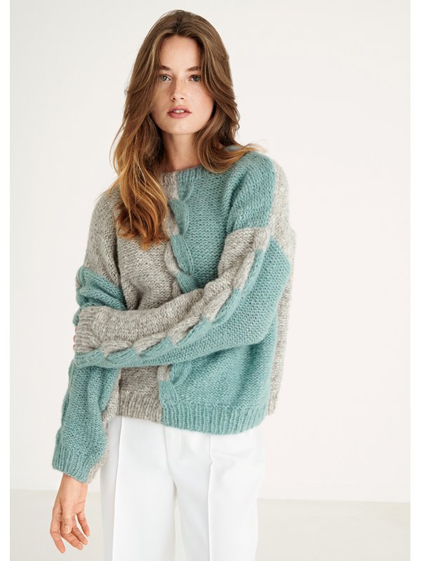 PULLI GLATT LINKS MIT ZOPFMITTEN Alpaca Moda von Lana Grossa