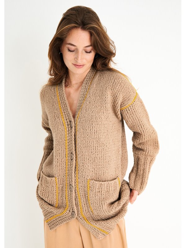 CARDIGAN GLATT RECHTS MIT AUFGEHÄKELTEN KETTMASCHEN Lala Berlin Lovely Cotton von Lana Grossa