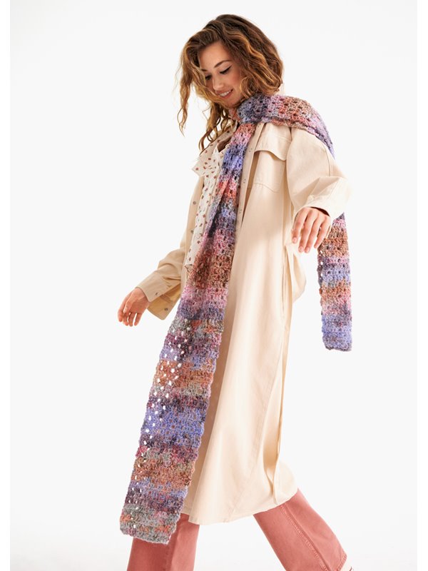 Lana Grossa HÄKELSCHAL IM STÄBCHEN-LOCHMUSTER Lala Berlin Stripy