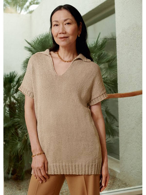 KURZARMPULLOVER MIT KRAGEN Cotton Mélange von Lana Grossa