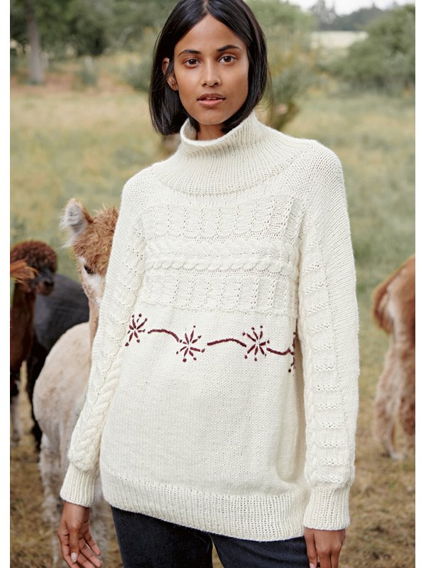 PULLOVER MIT STICKEREI Landlust Alpaka Merino 100 von Lana Grossa