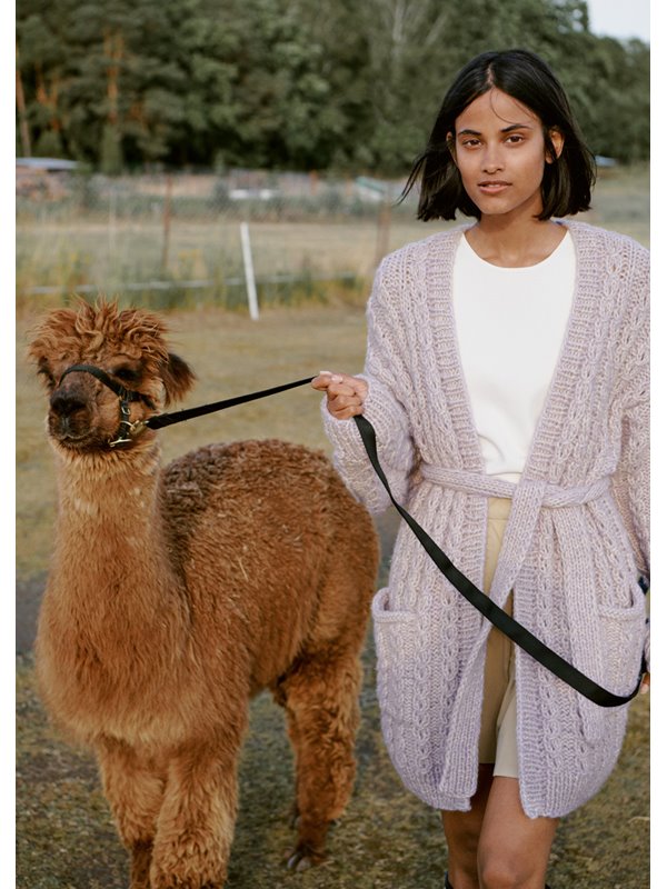 JACKE IM ZOPFMUSTER Natural Alpaca Pelo von Lana Grossa