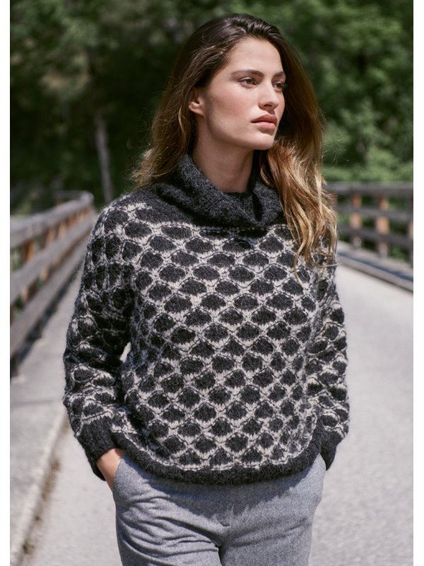 ROLLKRAGENPULLOVER Natural Alpaca Lungo von Lana Grossa