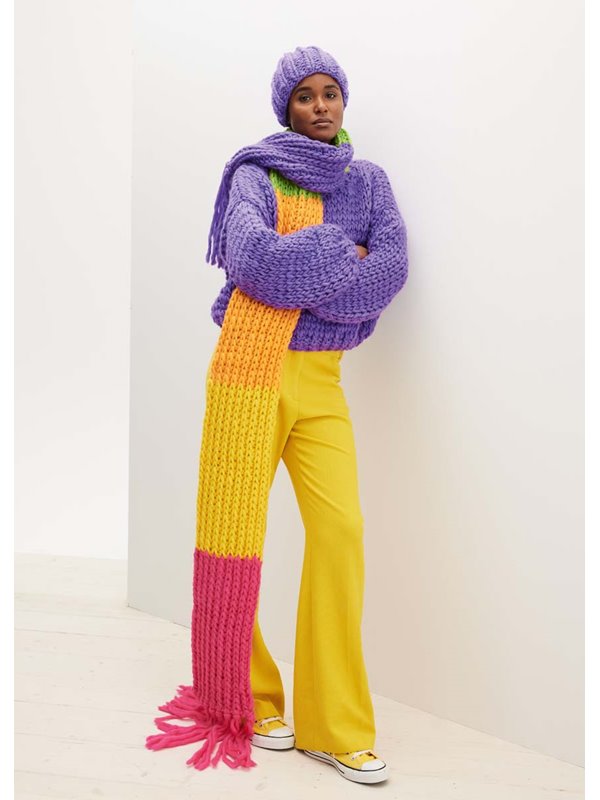 SCHAL IM HALBPATENTMUSTER IN BLOCKSTREIFEN Confetti von Lana Grossa