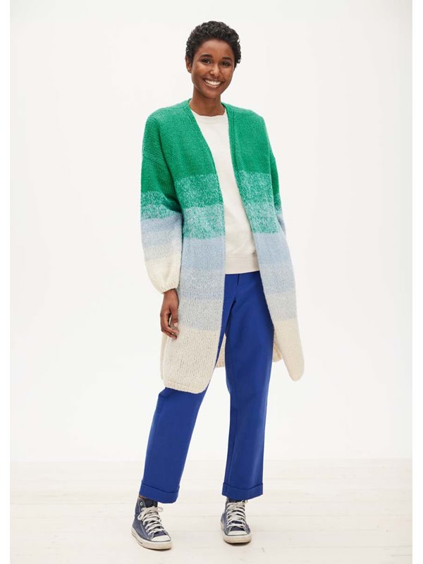 LONGCARDIGAN GLATT RECHTS IM FARBVERLAUF Soffio von Lana Grossa