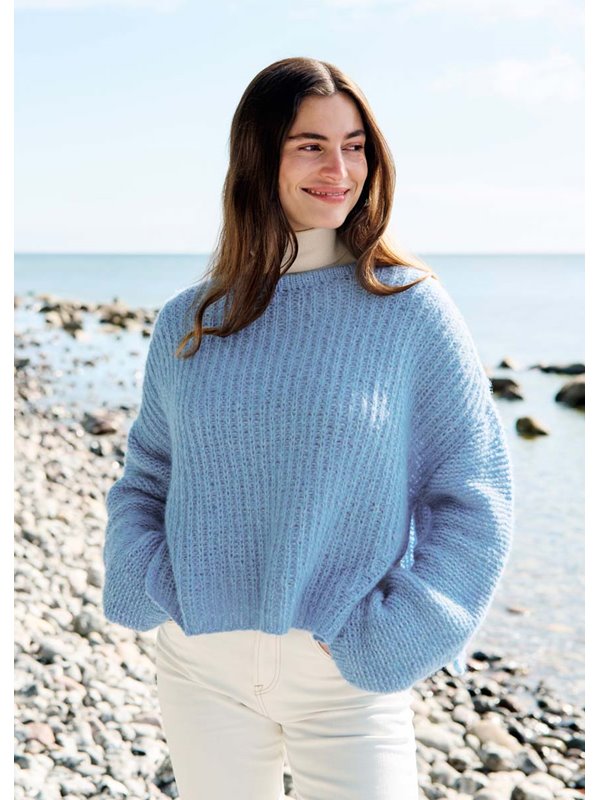 PULLOVER IM HALBPATENTMUSTER MIT KRAUS-RECHTS-ÄRMELN Airy von Lana Grossa