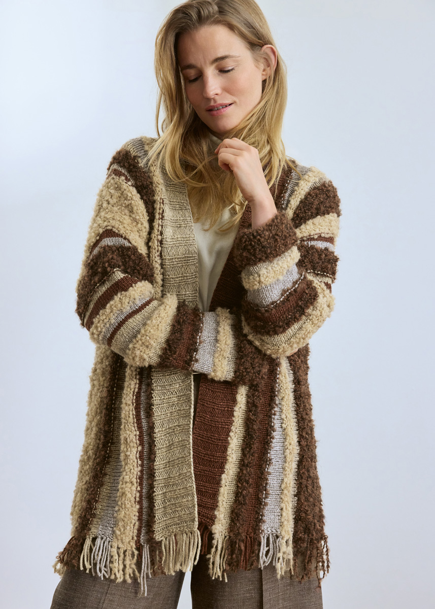 QUER GESTRICKTER CARDIGAN Orsetto Mouliné, Orsetto & Baco Bamboo von Lana Grossa