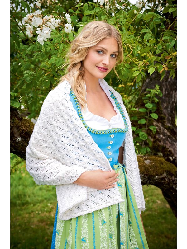 WEISSE STOLA IM WELLEN-AJOURMUSTER COOL WOOL Melange (GOTS) von Lana Grossa