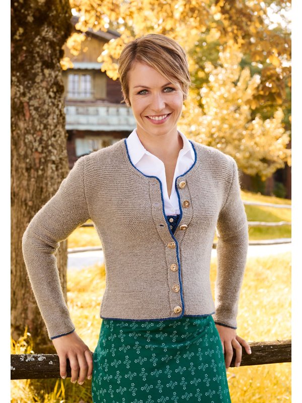 DAMENJACKE MIT DUNKELBLAUER UMRANDUNG Alpina/Cool Wool Big von Lana Grossa