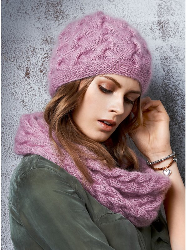 MÜTZE IM FLECHTMUSTER Silkhair von Lana Grossa