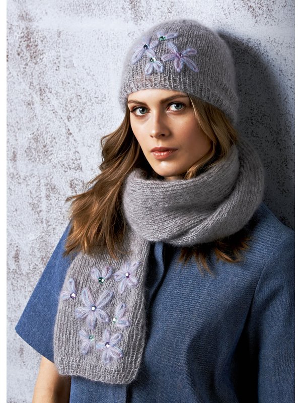 Lana Grossa SCHAL MIT BLÜTENSTICKEREI Silkhair