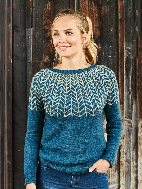 DAMENPULLOVER MIT ZACKENPASSE Landlust Merino 180 von Lana Grossa