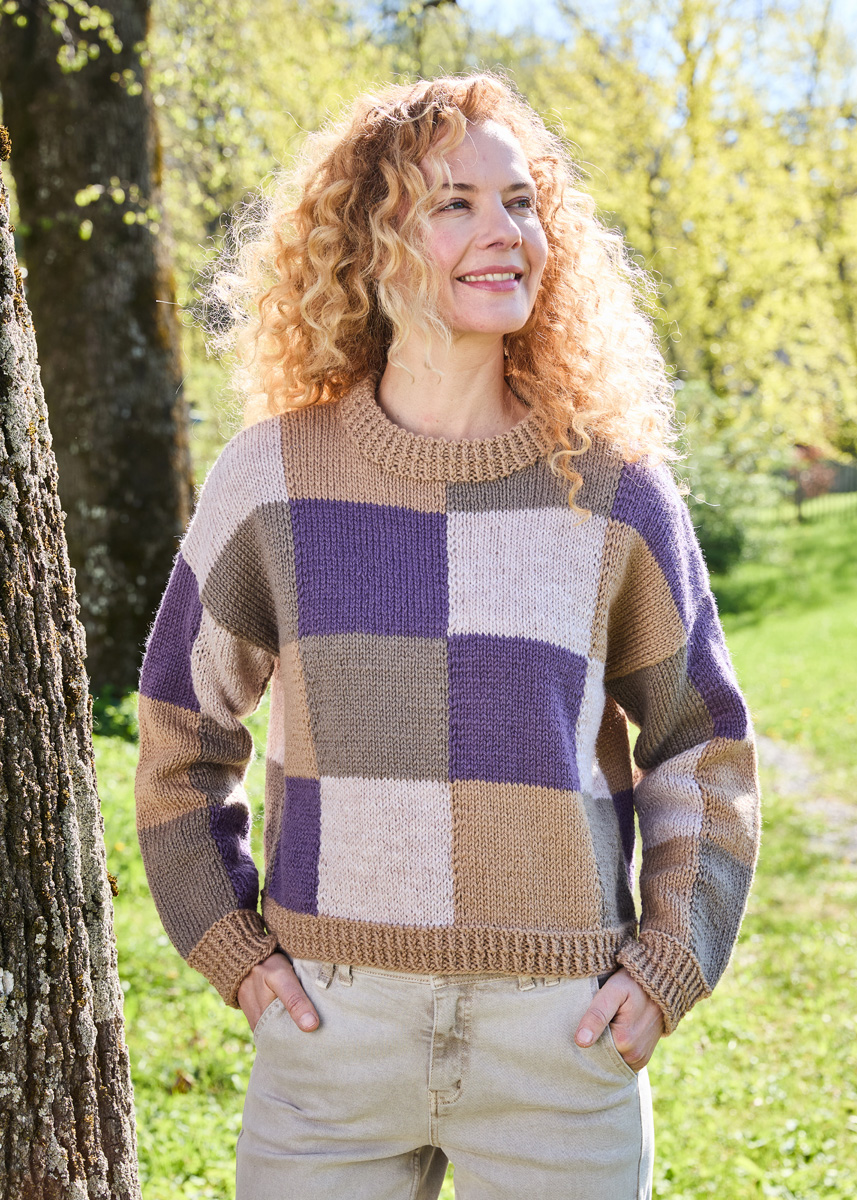 PULLOVER MIT QUADRATMUSTER Landlust-Naturwolle von Lana Grossa