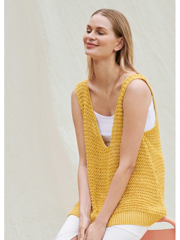 TOP IN A-LINIE IM RIPPENMUSTER Solo Lino von Lana Grossa