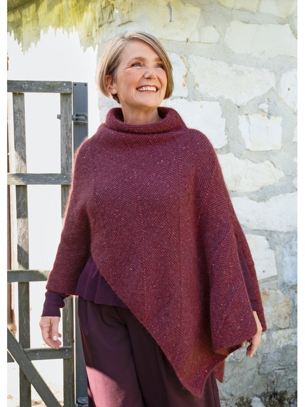 Lana Grossa CARA PONCHO Cool Wool Lace & Natural Superkid Tweed