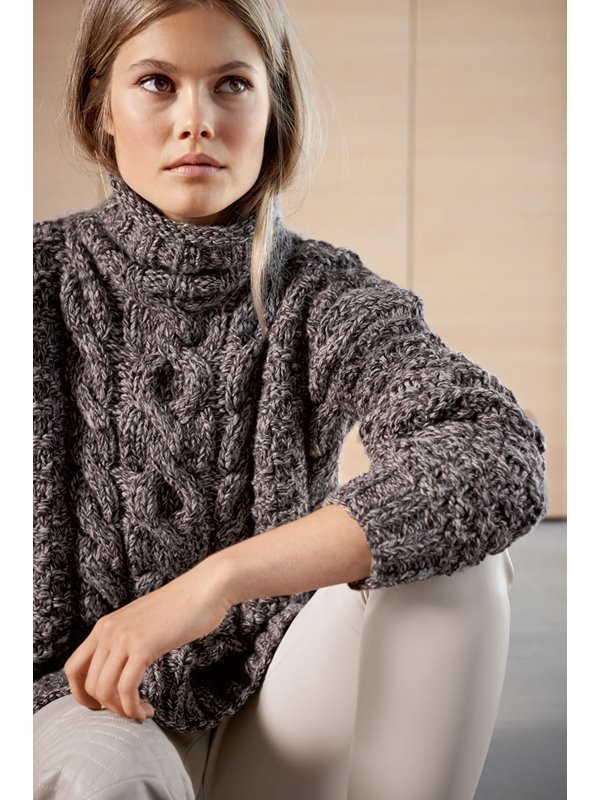 ROLLKRAGENPULLOVER MIT ZOPF AM Super Baby Jaspè von Lana Grossa