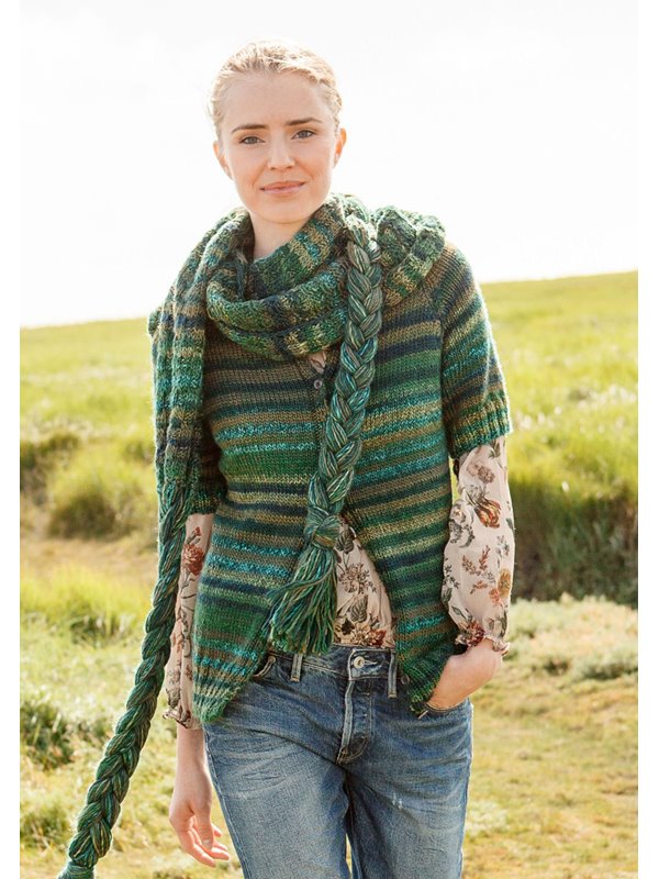 KURZARMJACKE IN GRÜN Gomitolo Merino von Lana Grossa