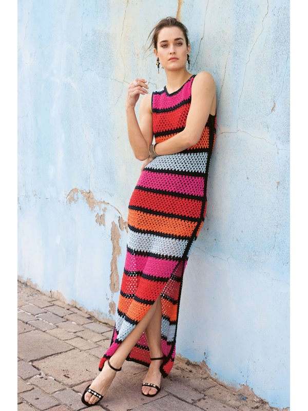 Lana Grossa GESTREIFTES MAXIKLEID Elastico