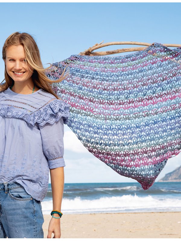 DREICKSTUCH MIT KLEINEN BLUMEN Gomitolo Summer Tweed von Lana Grossa