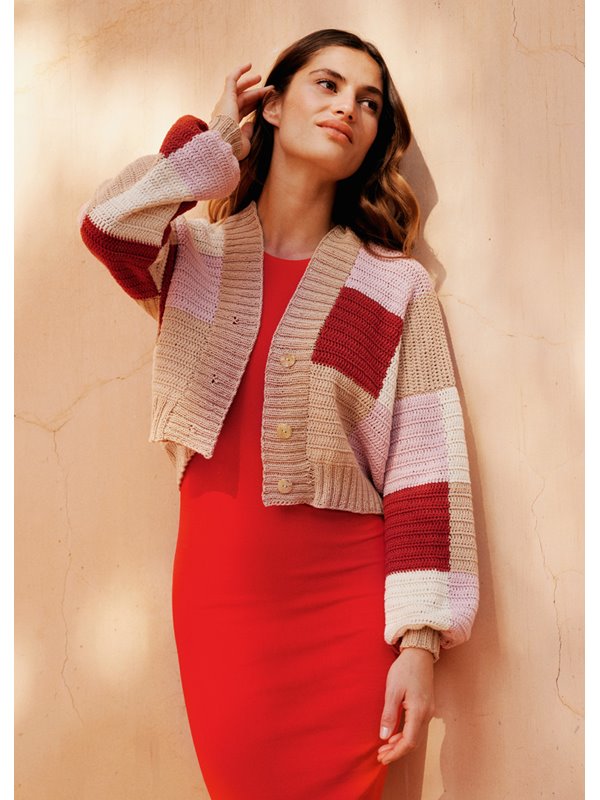 PATCHWORK-CARDIGAN Cotton Wool von Lana Grossa