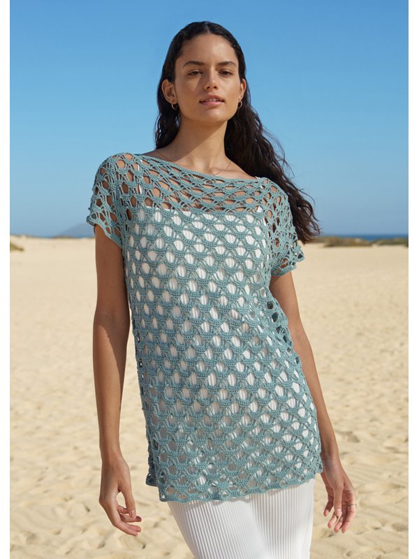 Lana Grossa SHIRT IM FILIGRANEN LOCHMUSTER Solo Lino