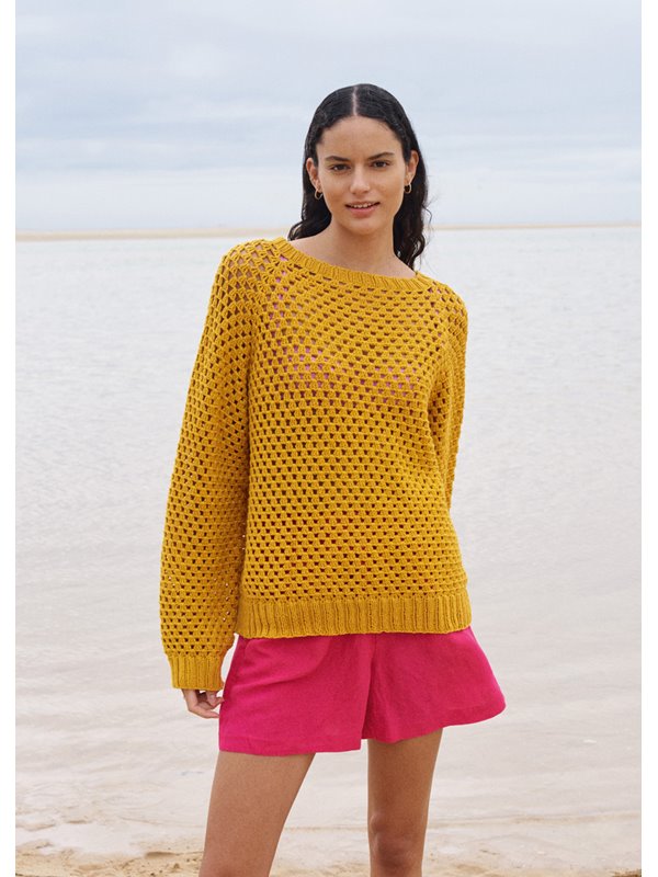 RAGLANPULLOVER IM STÄBCHENLOCHMUSTER Landlust Baumwolle von Lana Grossa